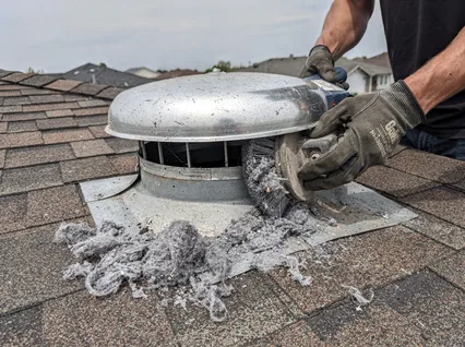 Cleaning Dryer Vent On Roof in Watertown