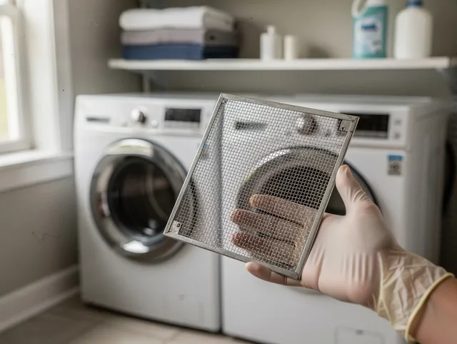 Watertown Dryer Vent Cleaning specialist performing detailed lint trap cleaning service in Watertown