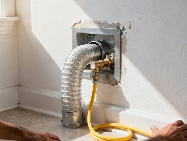 Watertown Dryer Vent Cleaning certified technician performing specialized gas dryer vent cleaning in Watertown